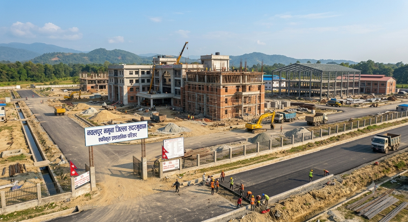 नवलपुरमा आधुनिक नमूना सदरमुकाम निर्माणले गति लियो, सैबै सरकारी कार्यालय एकै स्थानमा
