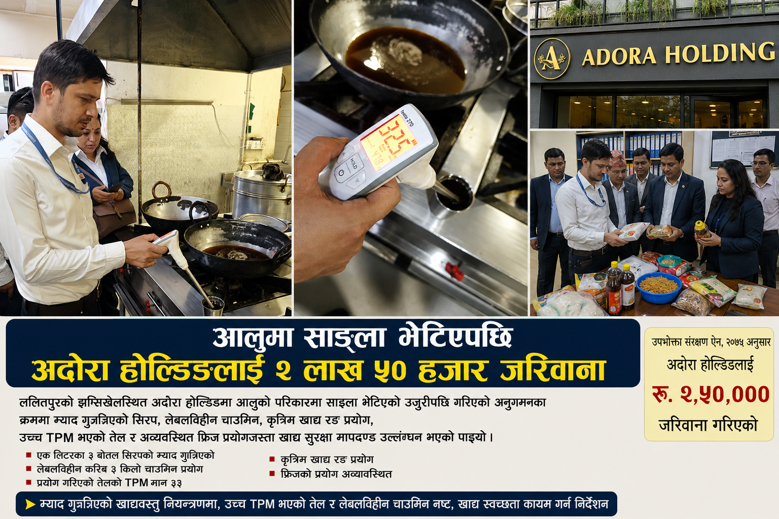 खाजामा साङ्ला भेटिएपछि अदोरा होल्डिङलाई तिराइयो साढे दुई लाख रुपैयाँ जरिवाना