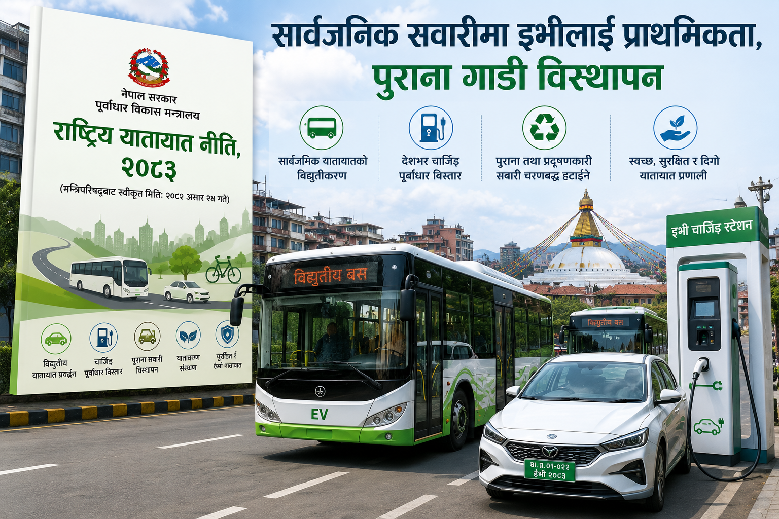 राष्ट्रिय यातायात नीति २०८३ जारी, पुराना गाडी विस्थापन र सार्वजनिक सवारीमा इभीलाई प्राथमिकता