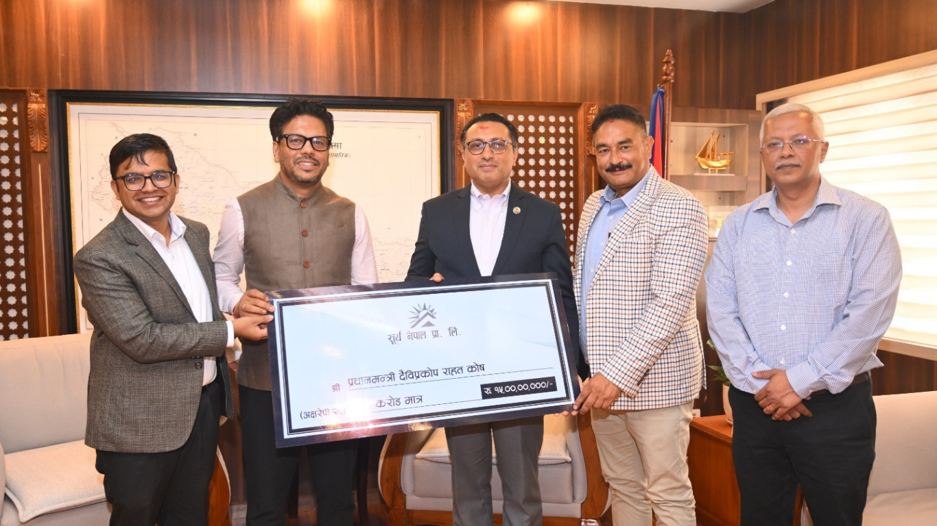 सूर्य नेपालले दियो १५ करोड, संस्थागततर्फ अहिलेसम्मकै ठूलो सहयोग