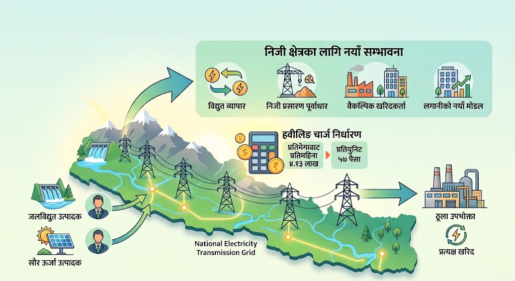 ह्वीलिङ चार्ज निर्धारण: निजी क्षेत्रलाई विद्युत् प्रसारण, व्यापार र खुला बजारतर्फको ट्र्याक बन्न सक्ला?